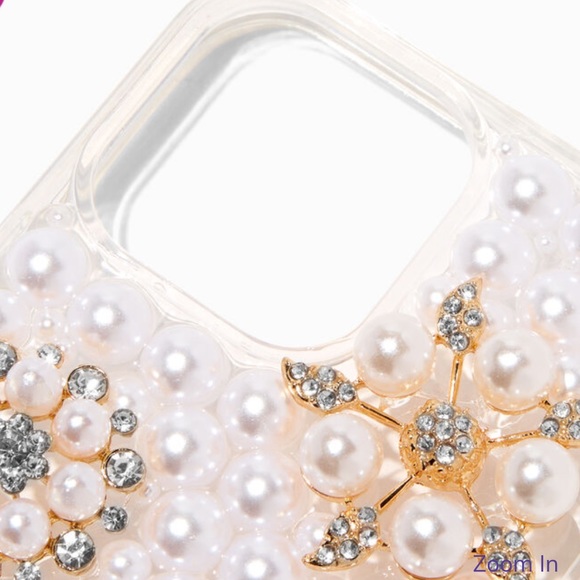 Crystal & Pearl Flowers Bling Phone Case - Fits iPhone® 13 Pro Max Claire’s NWT - Picture 6 of 6